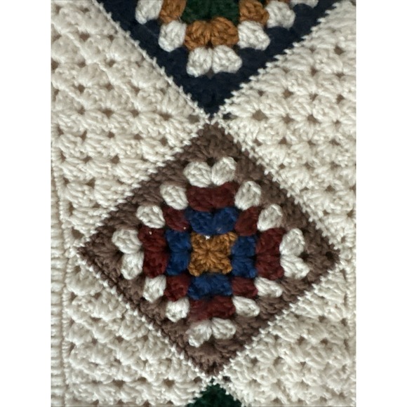 Vintage‎ Knit Sweater crochet granny square Grandpa Core large handmade Puritan - Picture 4 of 8